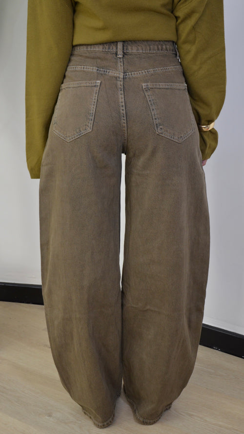 Jeans Balloon Asimmetrico Khaki