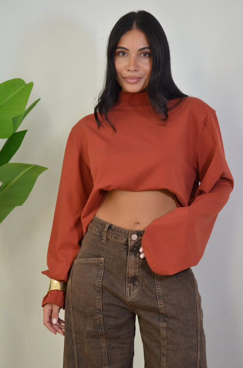 Shirt Crop mezzo collo