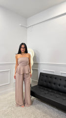 Coordinato Giulia in simil lino Fango