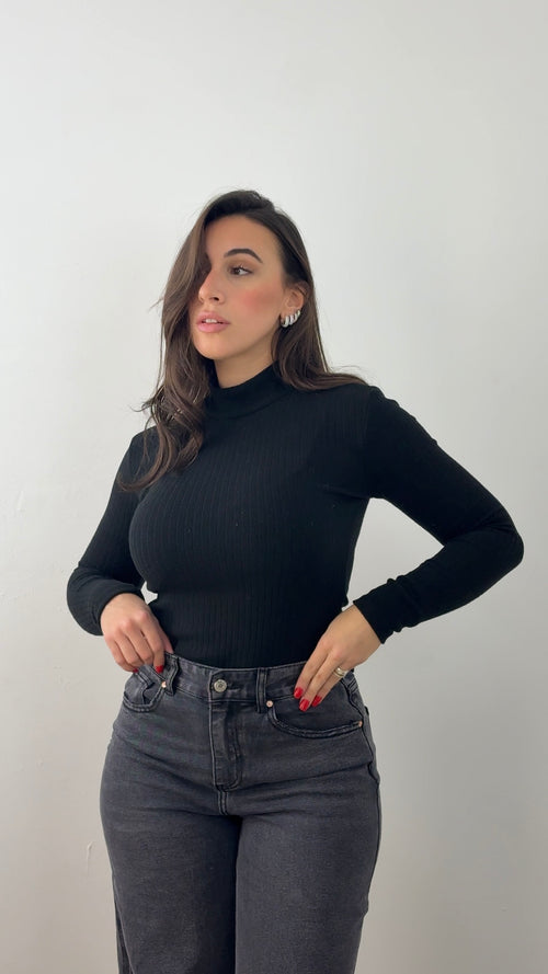 Body a Costine Mezzocollo nero