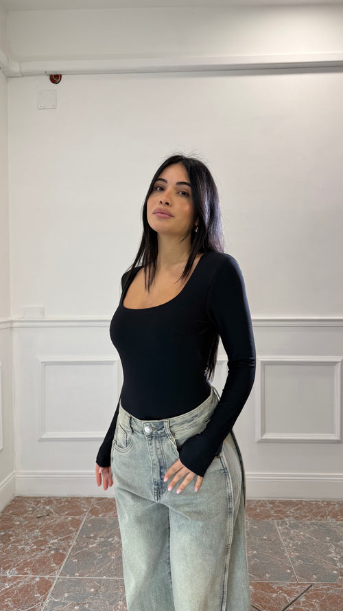 Body Scollo Quadrato in Lycra