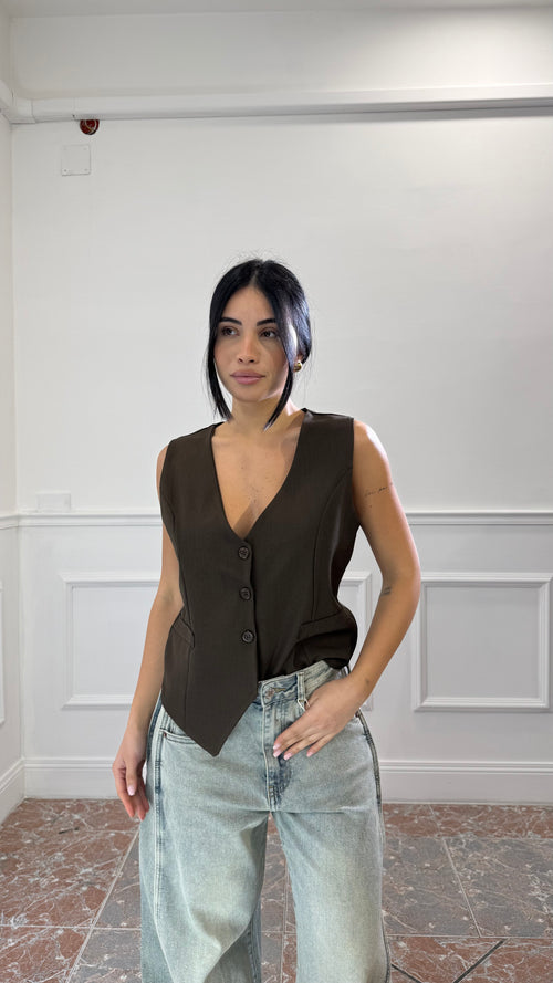 Gilet Basic Marrone