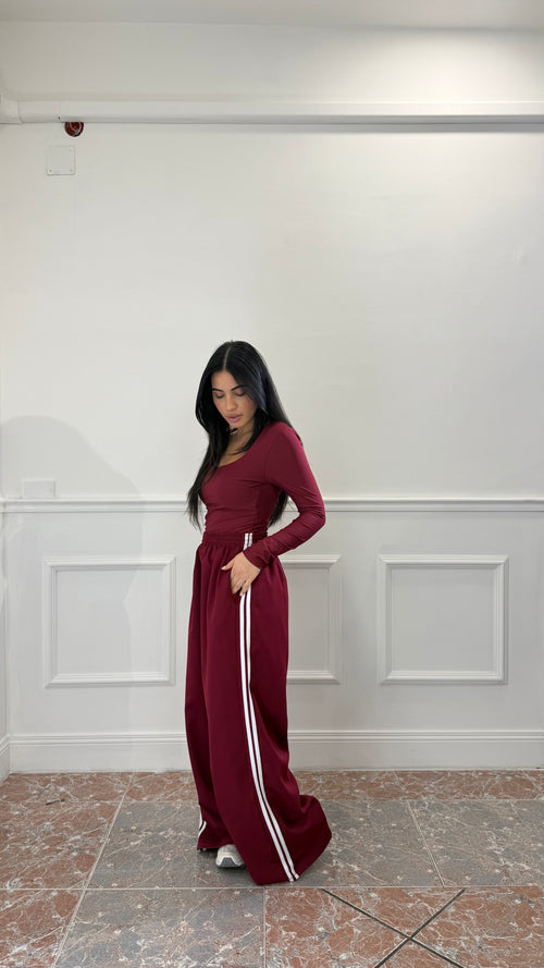 Pantalone Sporty Stripe Bordeaux