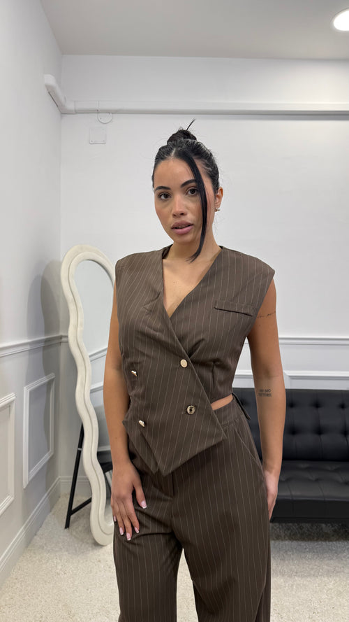 Tailleur Vittoria Gessato Marrone
