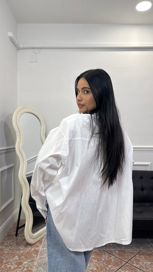 Camicia in cotone con spallina rinforzata Bianca
