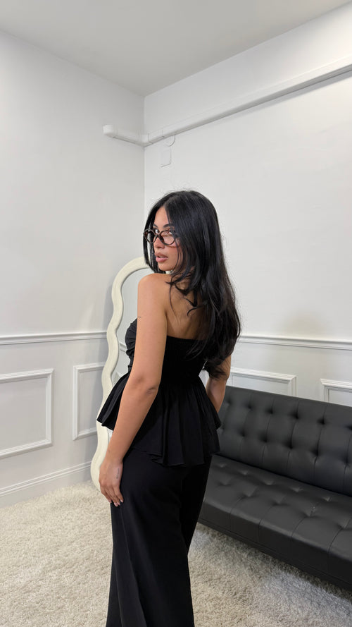 Coordinato Giulia in simil lino Nero