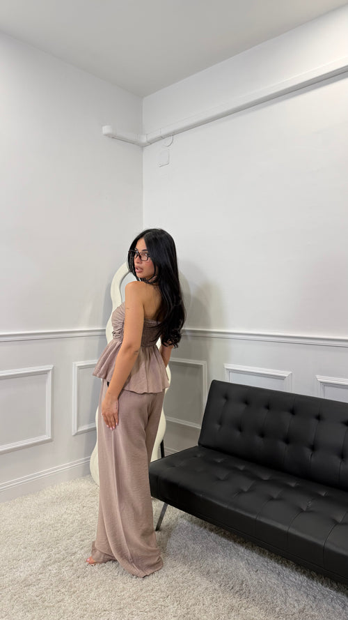 Coordinato Giulia in simil lino Fango