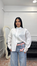 Camicia in cotone con spallina rinforzata Bianca