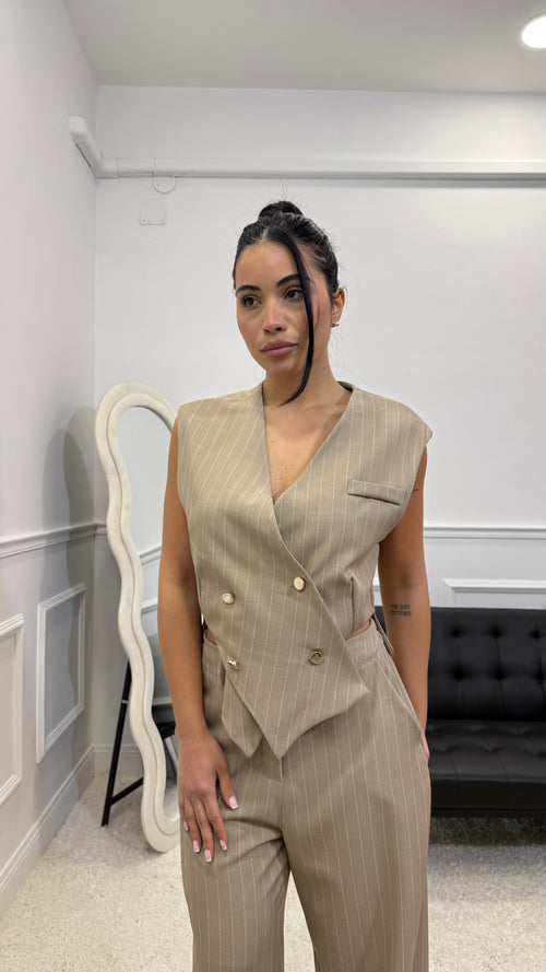 Tailleur Vittoria Gessato Fango