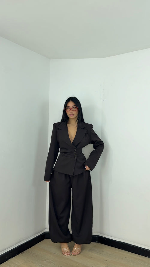 Tailleur Wrap Marrone
