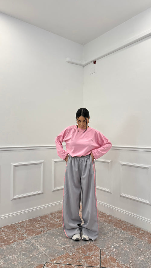 Pantalone Sporty Stripe Grigio Ghiaccio