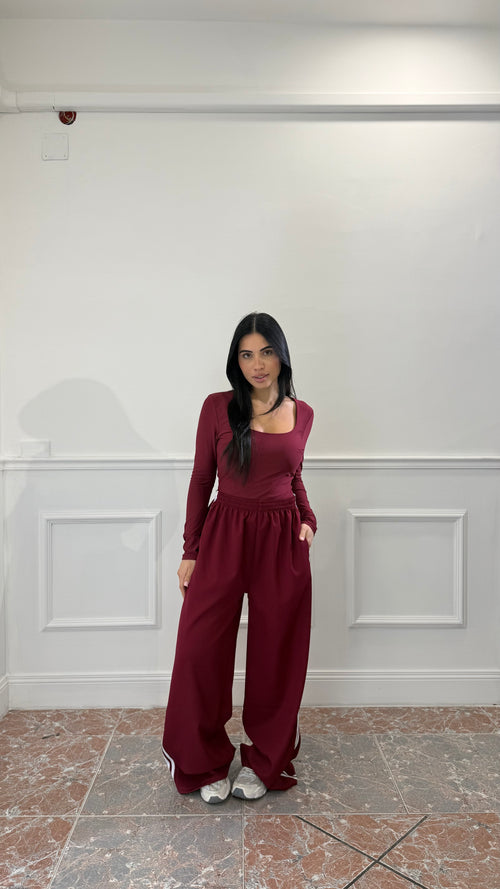 Pantalone Sporty Stripe Bordeaux