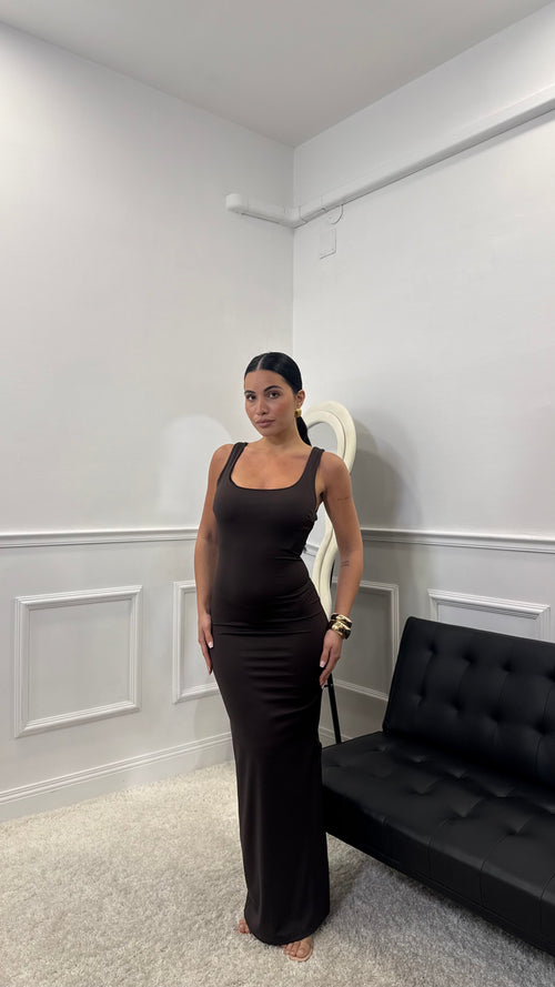 Long Dress Minimal Marrone