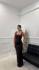 Long Dress Minimal Marrone