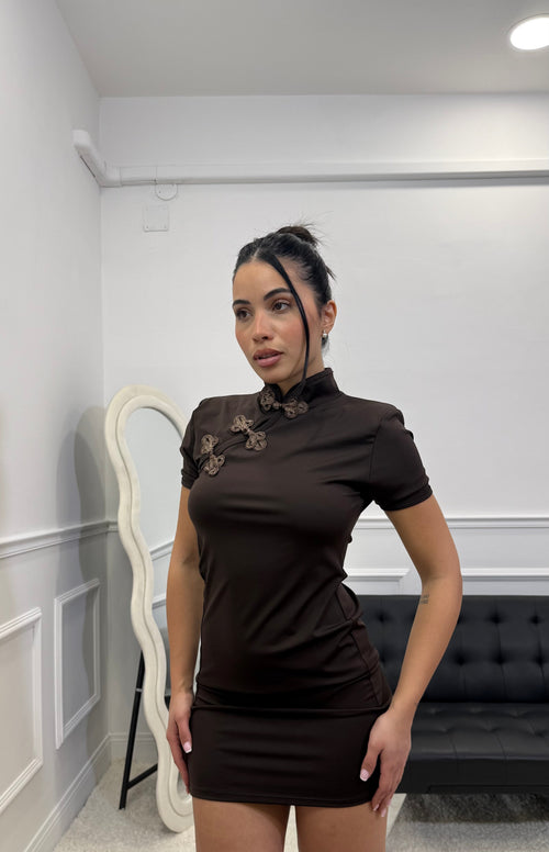 Mini Dress Geisha Marrone