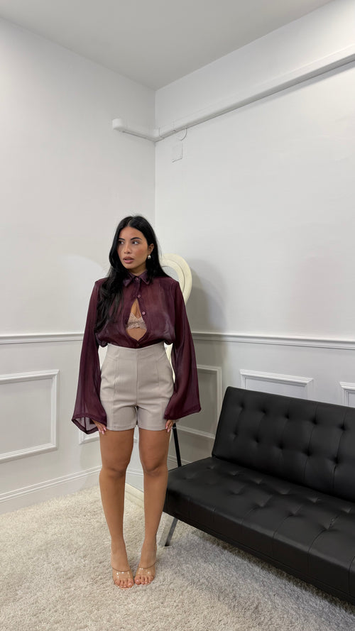 Camicia Satinata Bordeaux