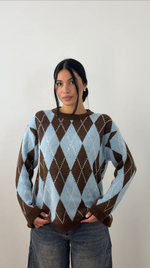 Pull Argyle azzurra