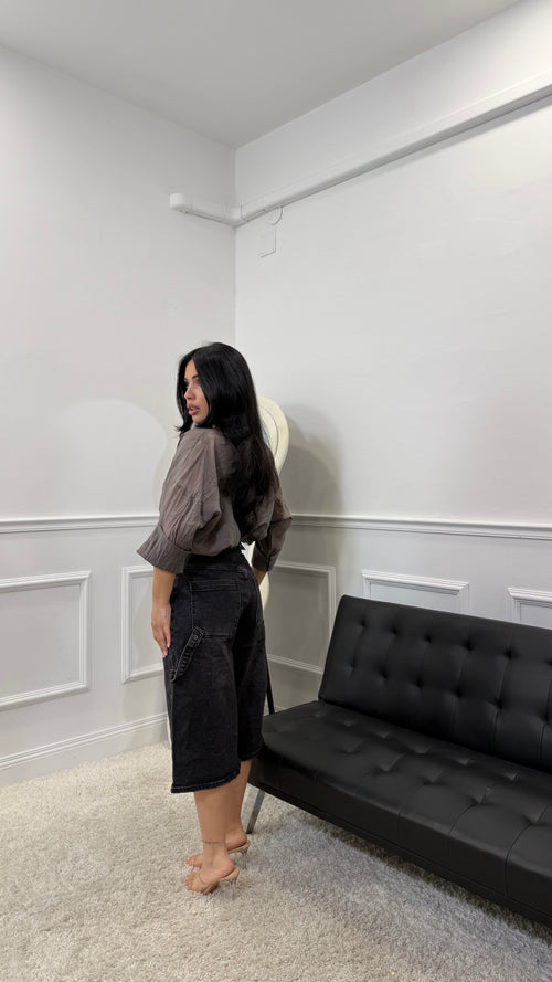 Camicia Semivelata monocolore Grigio Antracite
