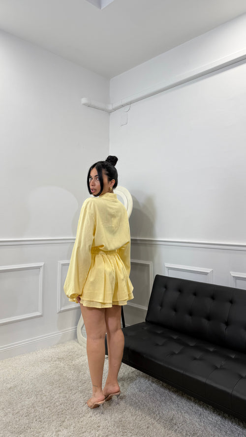 Coordinato Maila in simil lino Giallo