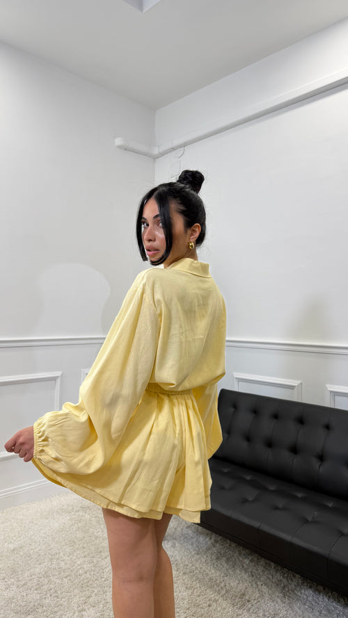 Coordinato Maila in simil lino Giallo