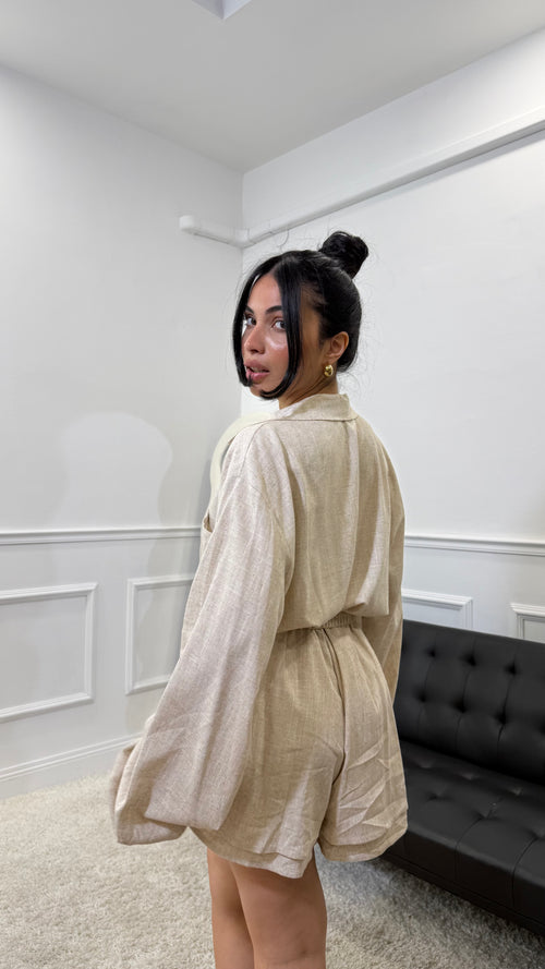 Coordinato Maila in simil lino Beige
