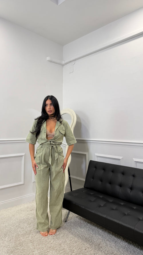 Jumpusuit in Denim Verde