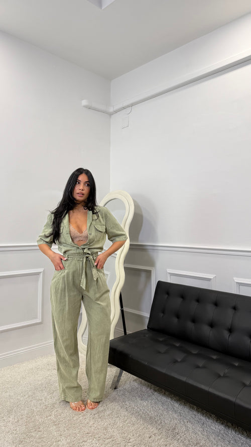 Jumpusuit in Denim Verde