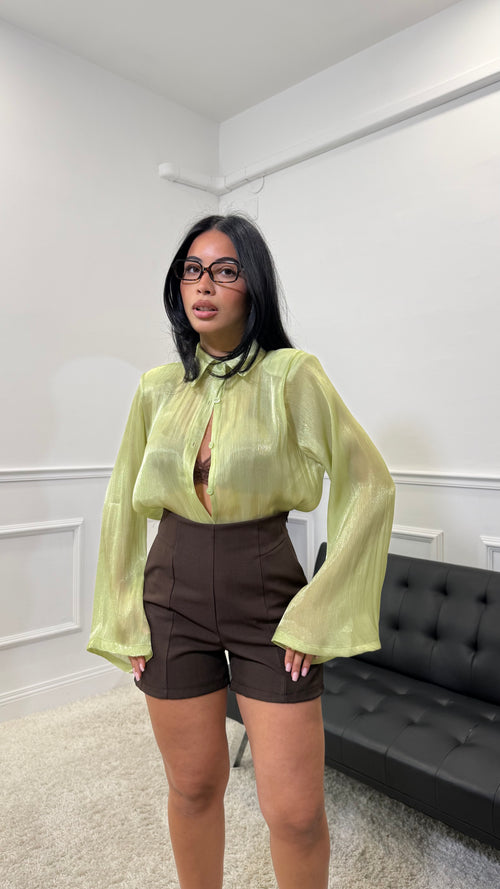 Camicia Satinata Verde