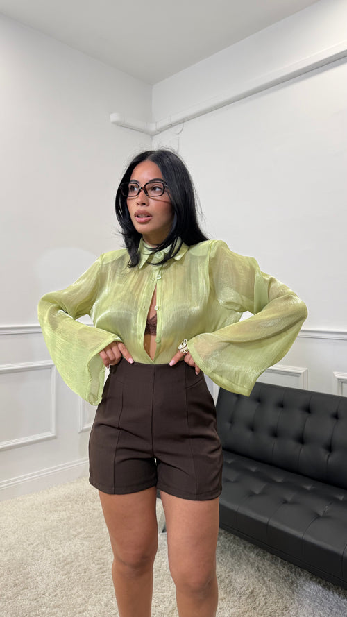 Camicia Satinata Verde