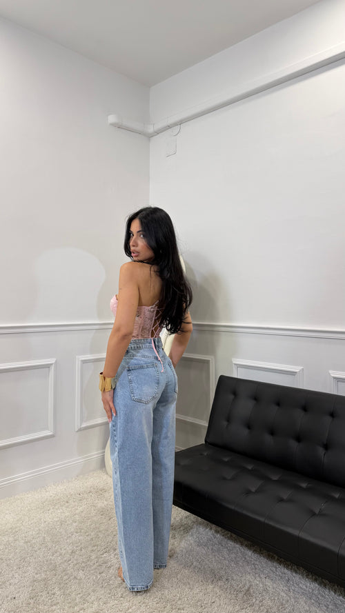 Jeans Balloon denim chiaro essenziale