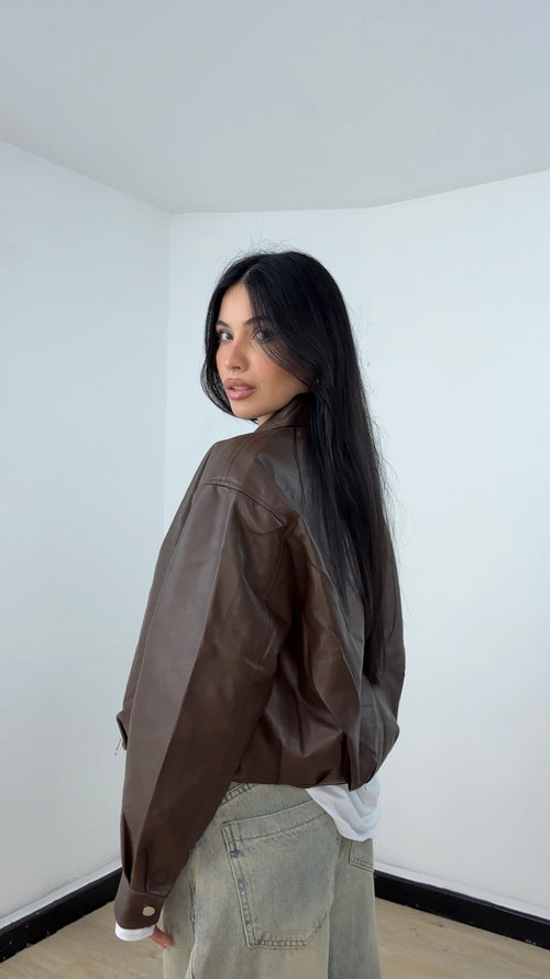 Bomber in ecopelle Marrone