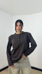 Shirt Botton Over Marrone