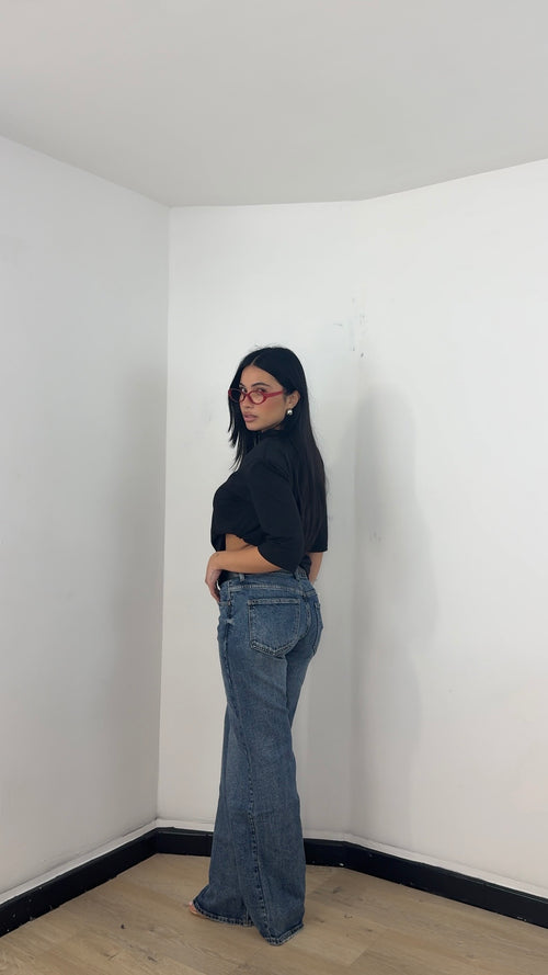 Jeans Wide Leg Vintage con cintura