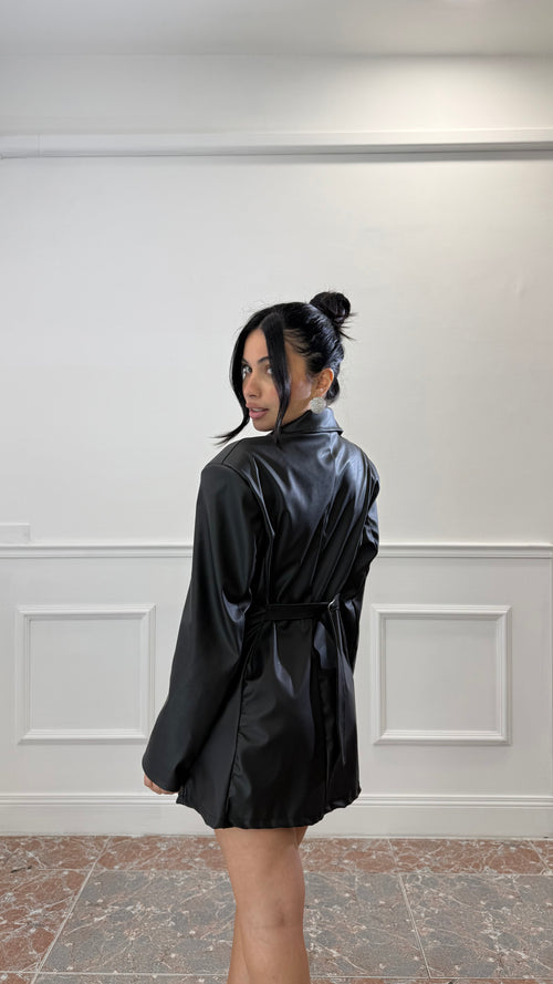 Blazer Dress Ecopelle Nero