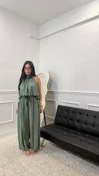 Coordinato Flow in simil lino Verde Militare