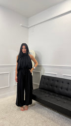 Coordinato Flow in simil lino Nero
