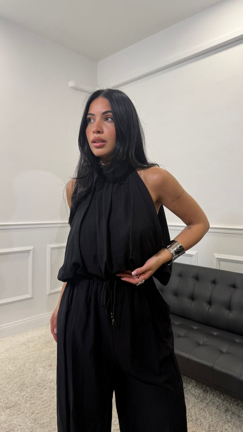 Coordinato Flow in simil lino Nero