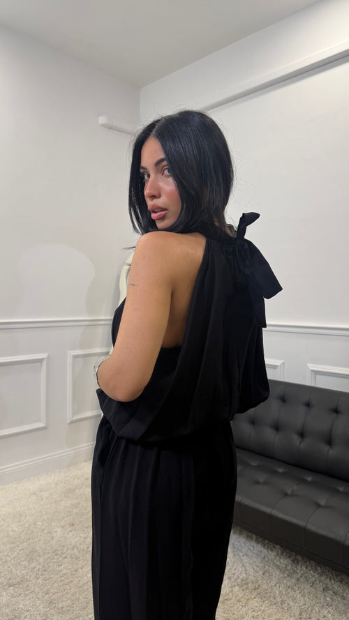 Coordinato Flow in simil lino Nero