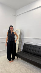 Coordinato in lino Just West Nero