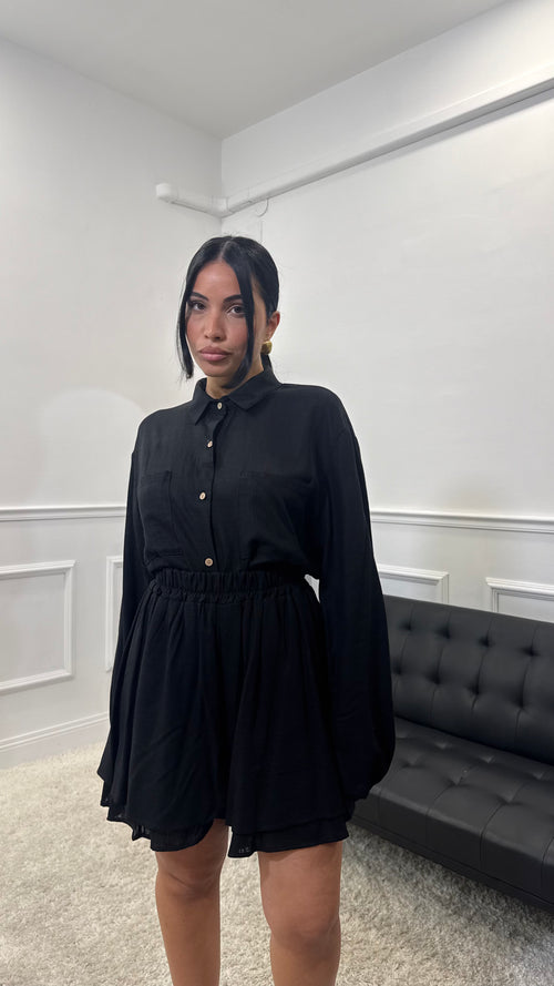 Coordinato Maila in simil lino Nero